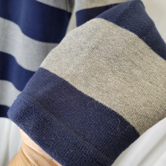 Nautica Navy and Gray 1/4 Zip Cotton Sweater Pullover, L - Picture 4 of 9